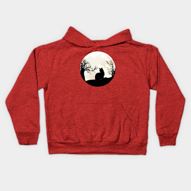 cat  in the moonlight gifts Kids Hoodie by Bianka